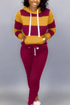 Yellow Casual Solid Split Joint Hooded Collar Long Sleeve Regular Sleeve Regular Two Pieces