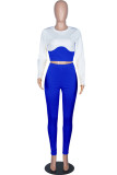 Yellow Fashion Casual Solid Patchwork O Neck Long Sleeve Two Pieces