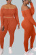Orange Street Print Patchwork Bateau Neck Long Sleeve Two Pieces