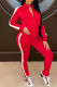 Red Fashion Casual Print Patchwork Long Sleeve Two Pieces