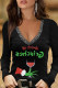 Black Fashion Casual Print Patchwork V Neck Tops