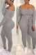 Grey Street Print Patchwork Bateau Neck Long Sleeve Two Pieces