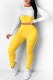 Yellow Fashion Casual Solid Patchwork O Neck Long Sleeve Two Pieces
