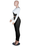 Yellow Fashion Casual Solid Patchwork O Neck Long Sleeve Two Pieces