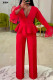 Red Fashion Casual Solid Patchwork V Neck Regular Jumpsuits