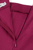Burgundy Elegant Solid Patchwork Oblique Collar One Step Skirt Dresses