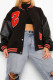 Black Red Fashion Casual Patchwork Embroidered O Neck Outerwear