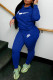 Blue Fashion Casual Print Patchwork Hooded Collar Long Sleeve Two Pieces