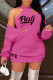 Rose Red Fashion Sexy Letter Print Basic O Neck Long Sleeve Two Pieces
