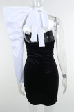 White Fashion Sexy Solid Patchwork Fold Asymmetrical Strapless Long Sleeve Two Pieces