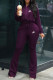 Purple Fashion Sportswear Print Patchwork Long Sleeve Two Pieces