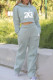 Grey Fashion Casual Print Patchwork Hooded Collar Long Sleeve Two Pieces