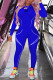 Royal Blue Fashion Sportswear Letter Print Basic O Neck Long Sleeve Two Pieces