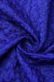 Blue Fashion Casual Patchwork Sequins Zipper Collar Two Pieces