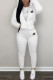 White Fashion Casual Print Patchwork Hooded Collar Long Sleeve Two Pieces