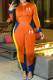 Orange Fashion Casual Print Letter Hooded Collar Long Sleeve Two Pieces