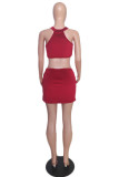 Pink Fashion Sexy Patchwork See-through O Neck Two Pieces