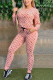 Pink Fashion Casual Print Patchwork O Neck Long Sleeve Two Pieces