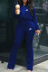 Blue Fashion Sportswear Print Patchwork Long Sleeve Two Pieces