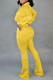 Yellow Fashion Casual Print Patchwork Turndown Collar Two Pieces