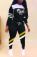 Black Casual Print Patchwork Hooded Collar Long Sleeve Two Pieces