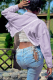Purple Casual Solid Tassel Turndown Collar Outerwear