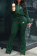 Army Green Fashion Sportswear Print Patchwork Long Sleeve Two Pieces