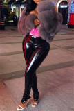 Coffee Fashion Casual Solid Slit Skinny Mid Waist Pencil Solid Color Bottoms