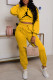 Yellow Fashion Casual Print Patchwork O Neck Long Sleeve Two Pieces