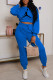 Blue Fashion Casual Print Patchwork O Neck Long Sleeve Two Pieces