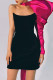 Rose Red Fashion Sexy Solid Patchwork Fold Asymmetrical Strapless Long Sleeve Two Pieces