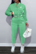 Green Casual Print Patchwork Cardigan Collar Long Sleeve Two Pieces