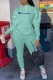 Baby Blue Fashion Casual Print Letter Hooded Collar Long Sleeve Two Pieces