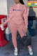 Pink Fashion Casual Print Letter Hooded Collar Long Sleeve Two Pieces