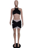 Pink Fashion Sexy Patchwork See-through O Neck Two Pieces
