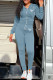 Blue Fashion Casual Letter Print Basic Hooded Collar Long Sleeve Two Pieces