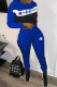 Blue Fashion Sportswear Print Patchwork Letter Hooded Collar Long Sleeve Two Pieces