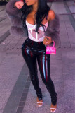 Coffee Fashion Casual Solid Slit Skinny Mid Waist Pencil Solid Color Bottoms