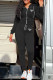 Black Fashion Casual Letter Print Basic Hooded Collar Long Sleeve Two Pieces