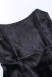 White Fashion Sexy Solid Patchwork Fold Asymmetrical Strapless Long Sleeve Two Pieces