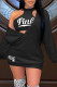 Black Fashion Sexy Letter Print Basic O Neck Long Sleeve Two Pieces