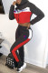 Black Fashion Sportswear Print Patchwork Letter Hooded Collar Long Sleeve Two Pieces