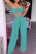Cyan Fashion Sexy Solid Bandage Backless Strapless Sleeveless Two Pieces