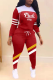 Red Casual Print Patchwork Hooded Collar Long Sleeve Two Pieces
