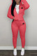 Pink Fashion Casual Print Patchwork Hooded Collar Long Sleeve Two Pieces