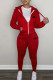 Red Fashion Casual Print Patchwork Hooded Collar Long Sleeve Two Pieces