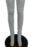 Grey Sexy Solid Bandage Patchwork Fold Off the Shoulder Regular Jumpsuits