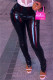 Black Fashion Casual Solid Slit Skinny Mid Waist Pencil Solid Color Bottoms