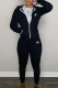 Black Fashion Casual Print Patchwork Hooded Collar Long Sleeve Two Pieces