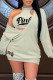 Green Fashion Sexy Letter Print Basic O Neck Long Sleeve Two Pieces